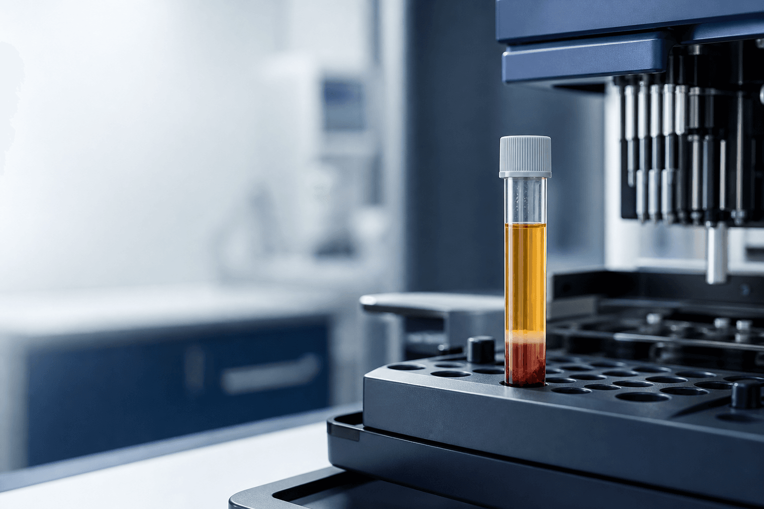 Illustrative blood-plasma sample prepared for molecular analysis